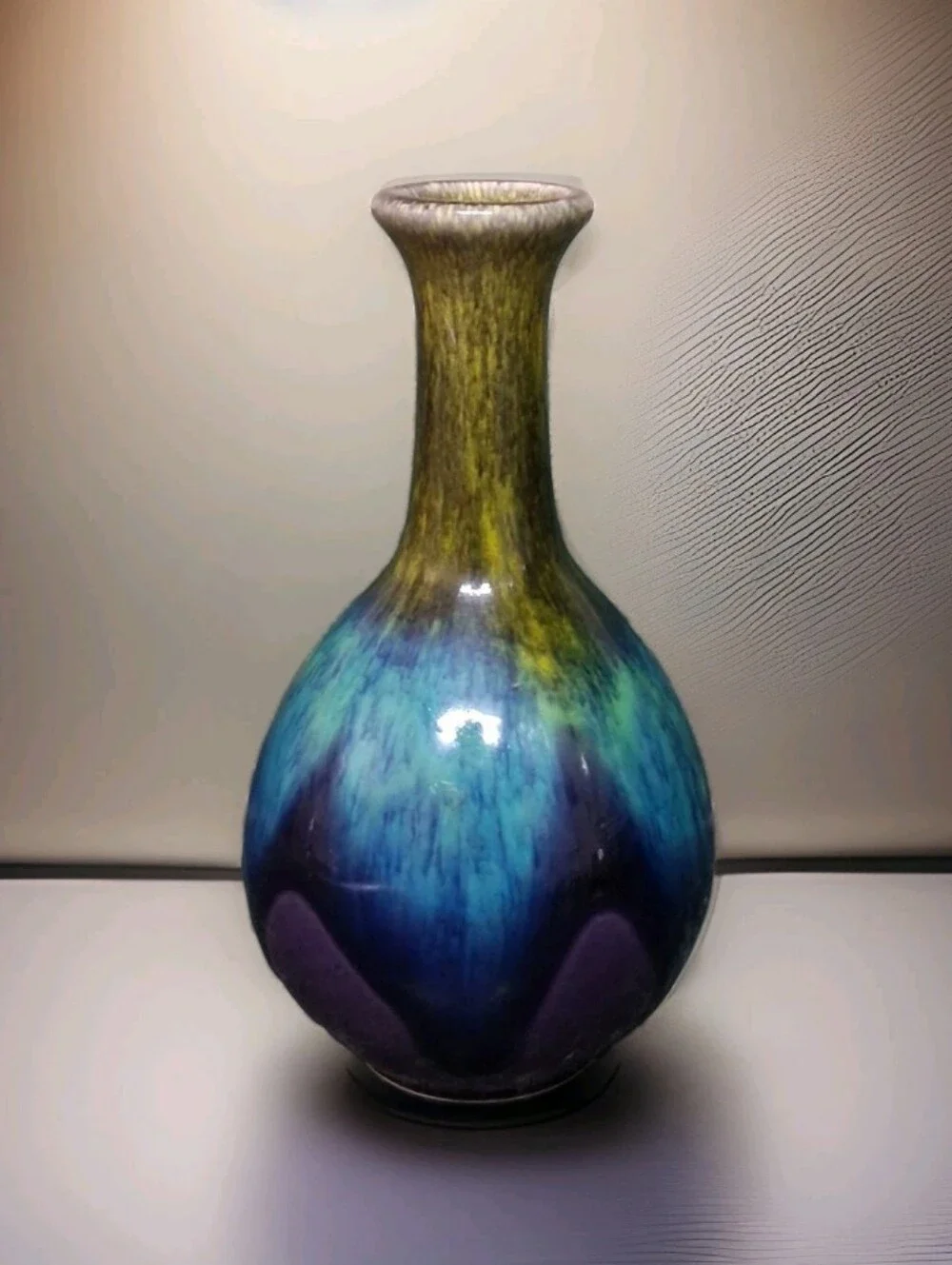 Vintage Japanese Ceramic Rainbow Drip Miniature Bud Vase - 4.25